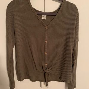 Hunter green button down sweater